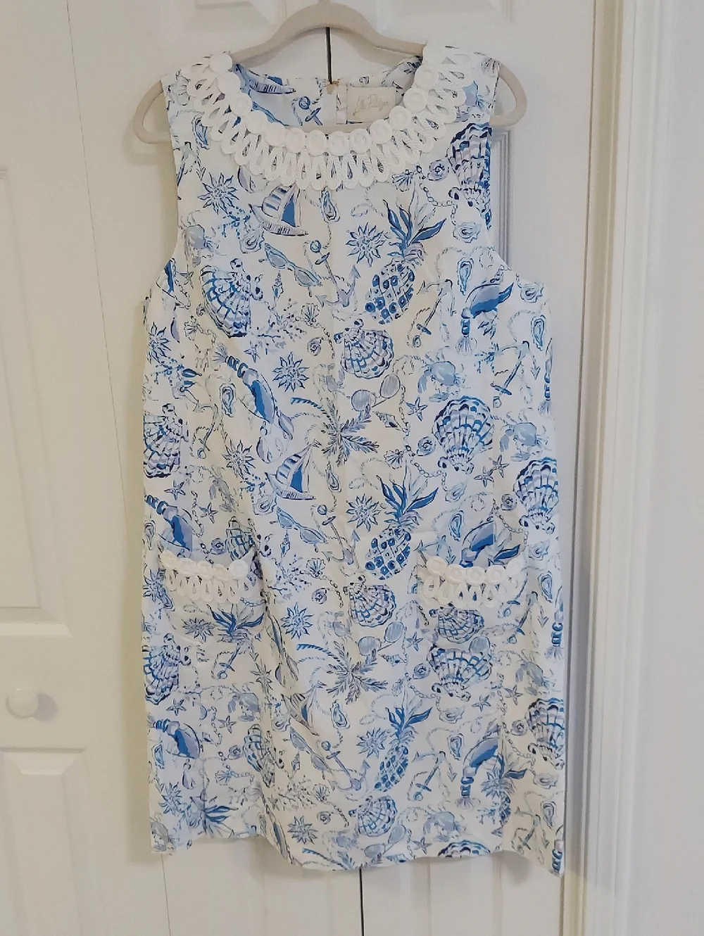 Lilly Pulitzer 'Anabelle' Dress, NEW! Size 16, Blue & White - Picture 4 of 14